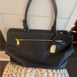 Tumi Black Tote with Gold Accents